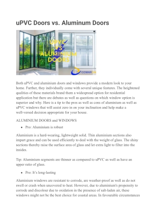 uPVC Doors vs