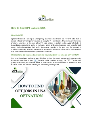 OPT Jobs in USA | opt jobs