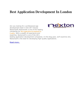 Best Application Development In London