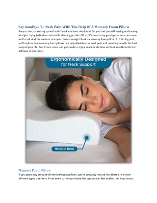 Say Goodbye To Neck Pain With The Help Of A Memory Foam Pillow