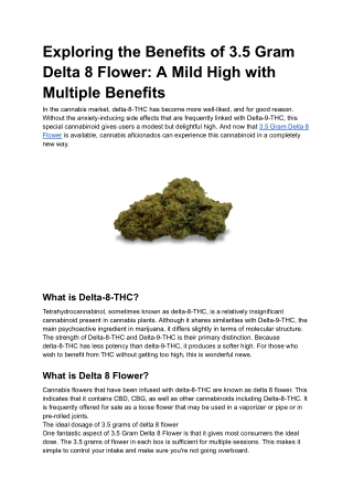 Exploring the Benefits of 3.5 Gram Delta 8 Flower_ A Mild High with Multiple Benefits