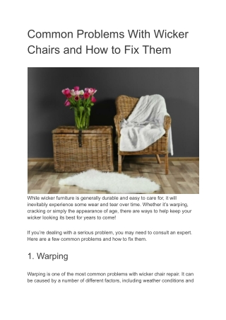 Common Problems With Wicker Chairs and How to Fix Them