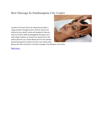 Best Massage In Southampton City Centre