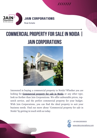 Commercial property for sale in Noida  Jain corporations