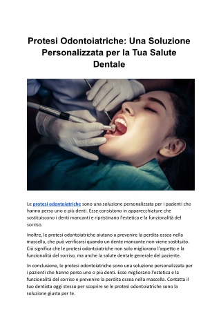 Protesi Odontoiatriche: Una Soluzione Personalizzata per la Tua Salute  Dentale