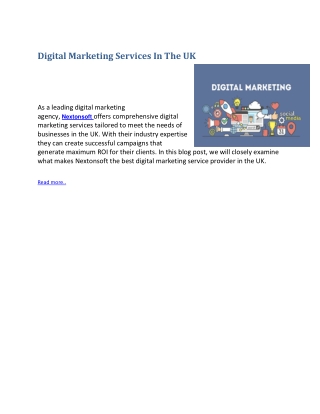 Digital Marketing Services In The UK