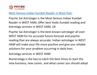 Most famous Indian Kundali Reader in West Ham