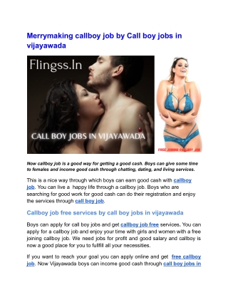 Merrymaking callboy job by Call boy jobs in vijayawada