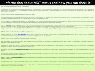 Information about MOT status and how you can check it
