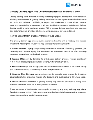 Grocery Delivery App Clone Development: Benefits, Features & More