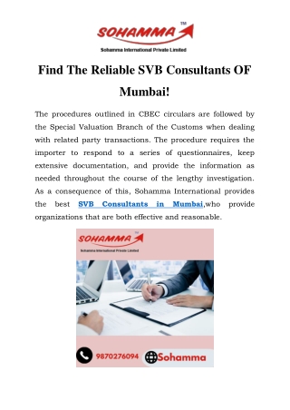 SVB Consultants in Mumbai  Call-9870276094