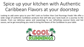 Spice up your kitchen with Cool Runnings Foods - Authentic Caribbean Flavors