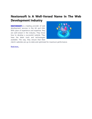 Nextonsoft Is A Well