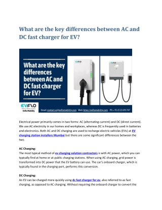 What are the key differences between AC and DC fast charger for EV