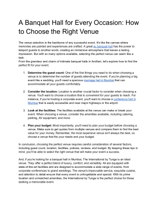 A Banquet Hall for Every Occasion_ How to Choose the Right Venue