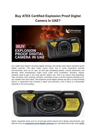 Buy ATEX Certified Explosion Proof Digital Camera In UAE