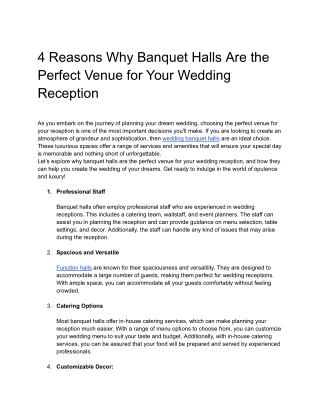 4 Reasons Why Banquet Halls Are the Perfect Venue for Your Wedding Reception