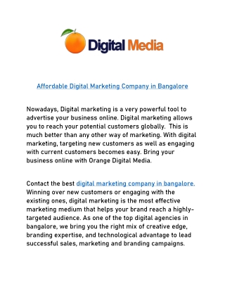 Affordable Digital Marketing Company in Bangalore