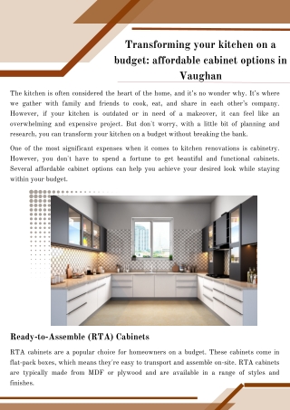 Transforming your kitchen on a budget affordable cabinet options in Vaughan