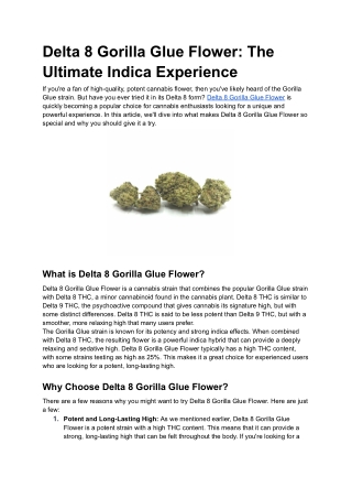 Delta 8 Gorilla Glue Flower_ The Ultimate Indica Experience