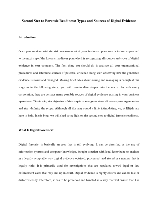 Second Step to Forensic Readiness_ Types and Sources of Digital Evidence