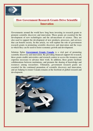 How Government Research Grants Drive Scientific Innovation