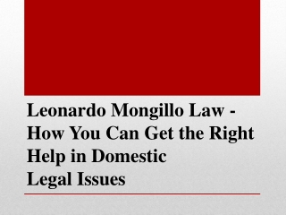 Leonardo Mongillo Law – How You Can Get the Right Help in Domestic Legal Issues