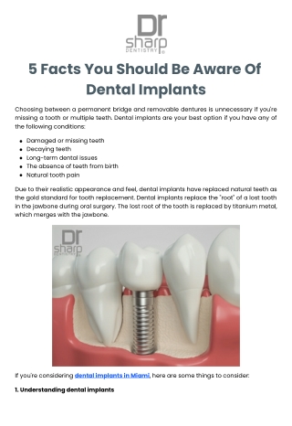 5 Facts You Should Be Aware Of Dental Implants