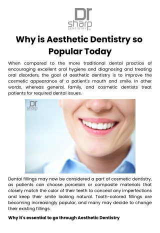 Why is Aesthetic Dentistry so Popular Today