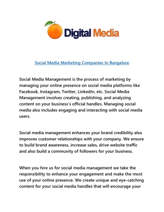 Social Media Marketing Companies In Bangalore