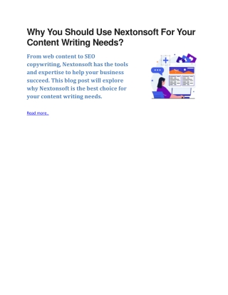 Why You Should Use Nextonsoft For Your Content Writing Needs