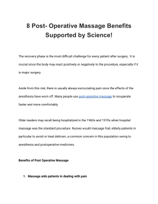 8 Post- Operative Massage Benefits Supported by Science!