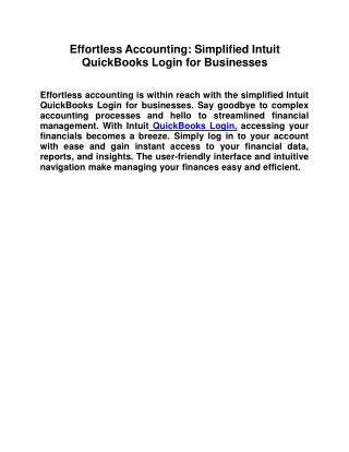 Effortless Accounting: Simplified Intuit QuickBooks Login for Businesses