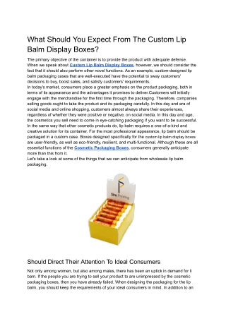 What Should You Expect From The Custom Lip Balm Display Boxes_