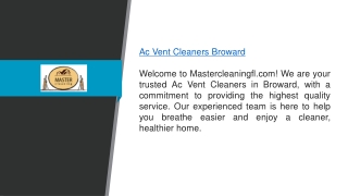 Ac Vent Cleaners Broward Mastercleaningfl.com