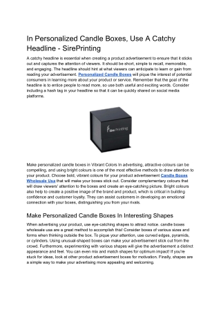 In Personalized Candle Boxes, Use A Catchy Headline - SirePrinting