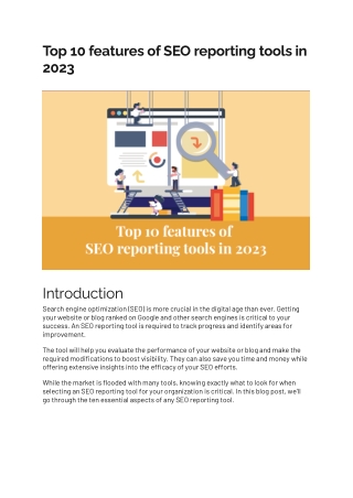 Top 10 features of SEO reporting tools in 2023