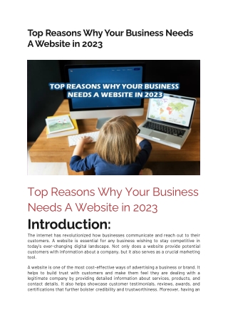 Top Reasons Why Your Business Needs A Website in 2023