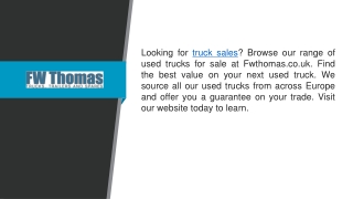 Truck Sales  Fwthomas.co.uk