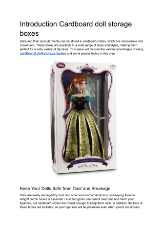 Introduction Cardboard doll storage boxes