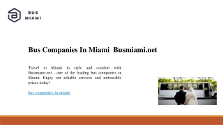 Bus Companies In Miami | Busmiami.net