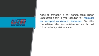 Interstate Car Transport Services In Delaware  Usaautoship.com