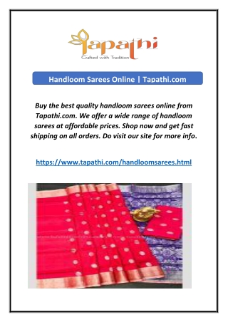 Handloom Sarees Online | Tapathi.com