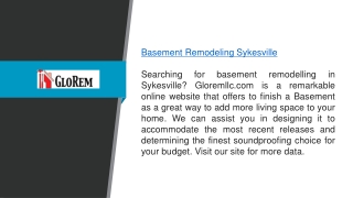 Basement Remodeling Sykesville Gloremllc.com