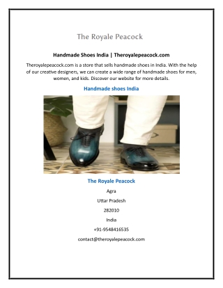 Handmade Shoes India | Theroyalepeacock.com