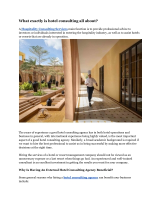 What exactly is hotel consulting all about