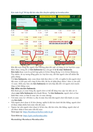 Kèo indo là gì? Và tìm hiểu kỹ về tỷ lệ cược chính xác nhất tại keonhacaibio
