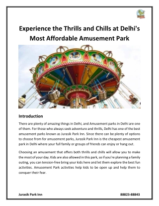 Experience the Thrills and Chills at Delhi's Most Affordable Amusement Park