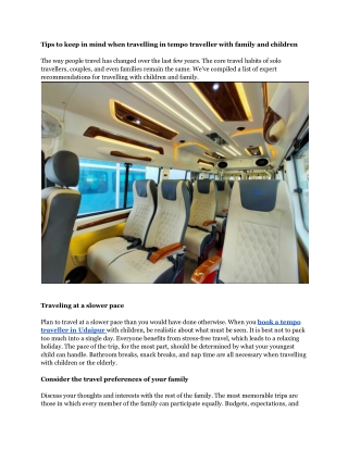 Tips to keep in mind when travelling in tempo traveller with family and children