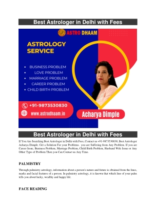 Best Astrologer in Delhi with Fees  91-9873530830